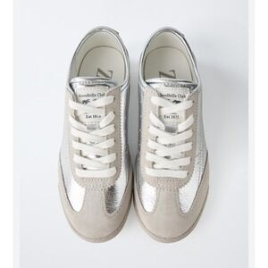 ZARA Kids Silver Suede Low Top Lace Up Sneakers Size 31 "Est 1975"